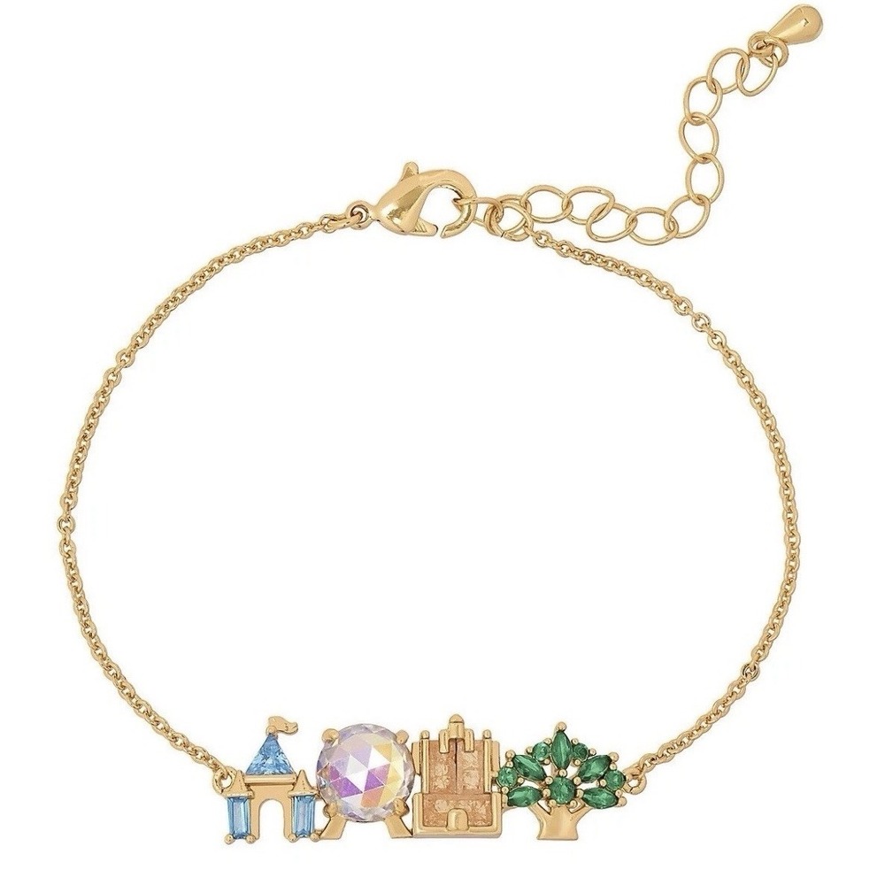 2026 Walt Disney World Parks 4 Parks Icons Gold Bracelet By Girls Crew New
